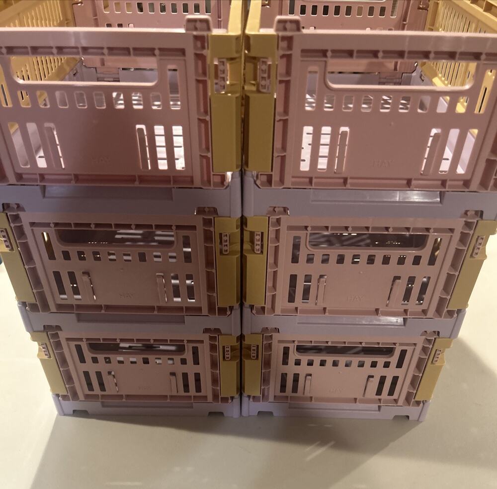 HAY Golden Yellow FOLDING STORAGE CRATE. New SET 24